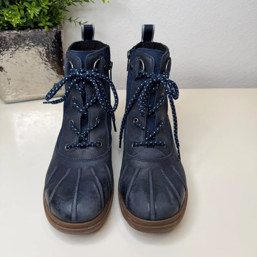 UGG Hapsburg Duck Boots Women Navy Blue Leather Suede Waterproof Gorpcore 8